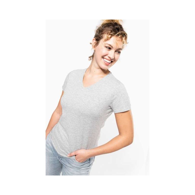 KA3015 - NŐI RÖVID UJJÚ V-NYAKÚ PÓLÓ - Kariban