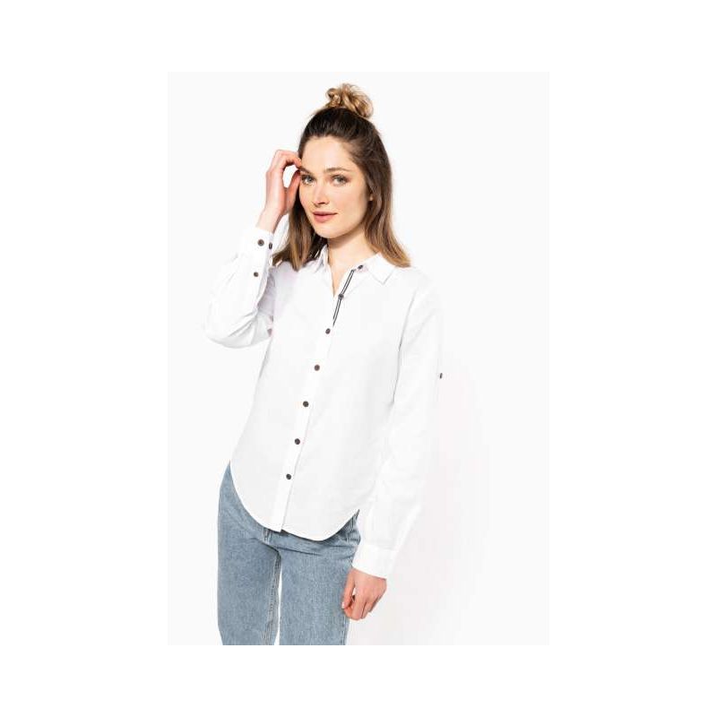 KA589 - NŐI HOSSZÚ UJJÚ LEN ÉS PAMUT ING - Kariban