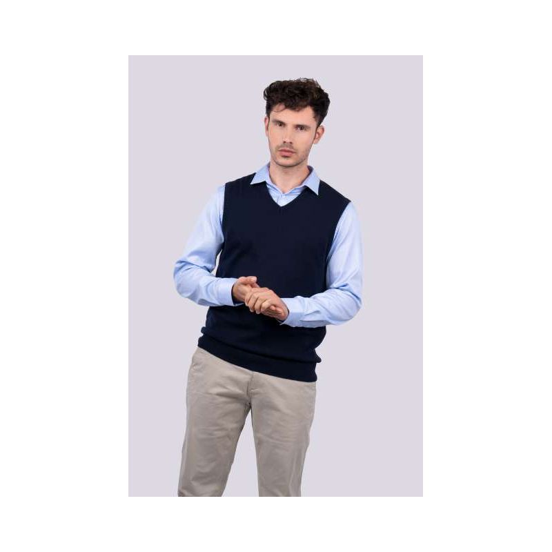 LE980 - FÉRFI V-NYAKÚ FINOMKÖTÖTT PAMUT UJJATLAN PULÓVER - Legend Classics