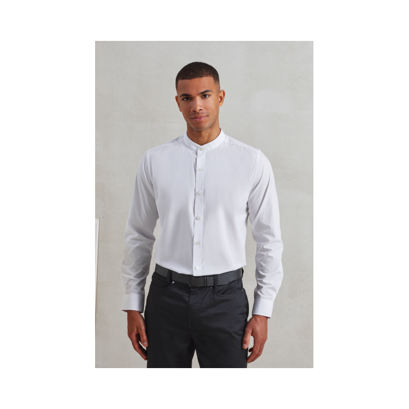 PR258 - BANDED COLLAR 'GRANDAD' LONG SLEEVE SHIRT - Premier