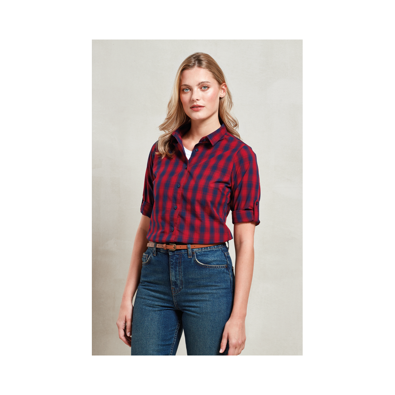PR350 - 'MULLIGAN' CHECK - WOMEN'S LONG SLEEVE COTTON SHIRT - Premier